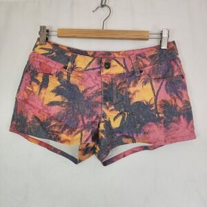 Arizona Juniors Palm Tree Shorts Sz 5 Pink Yellow Summer Festival Colorful Beach